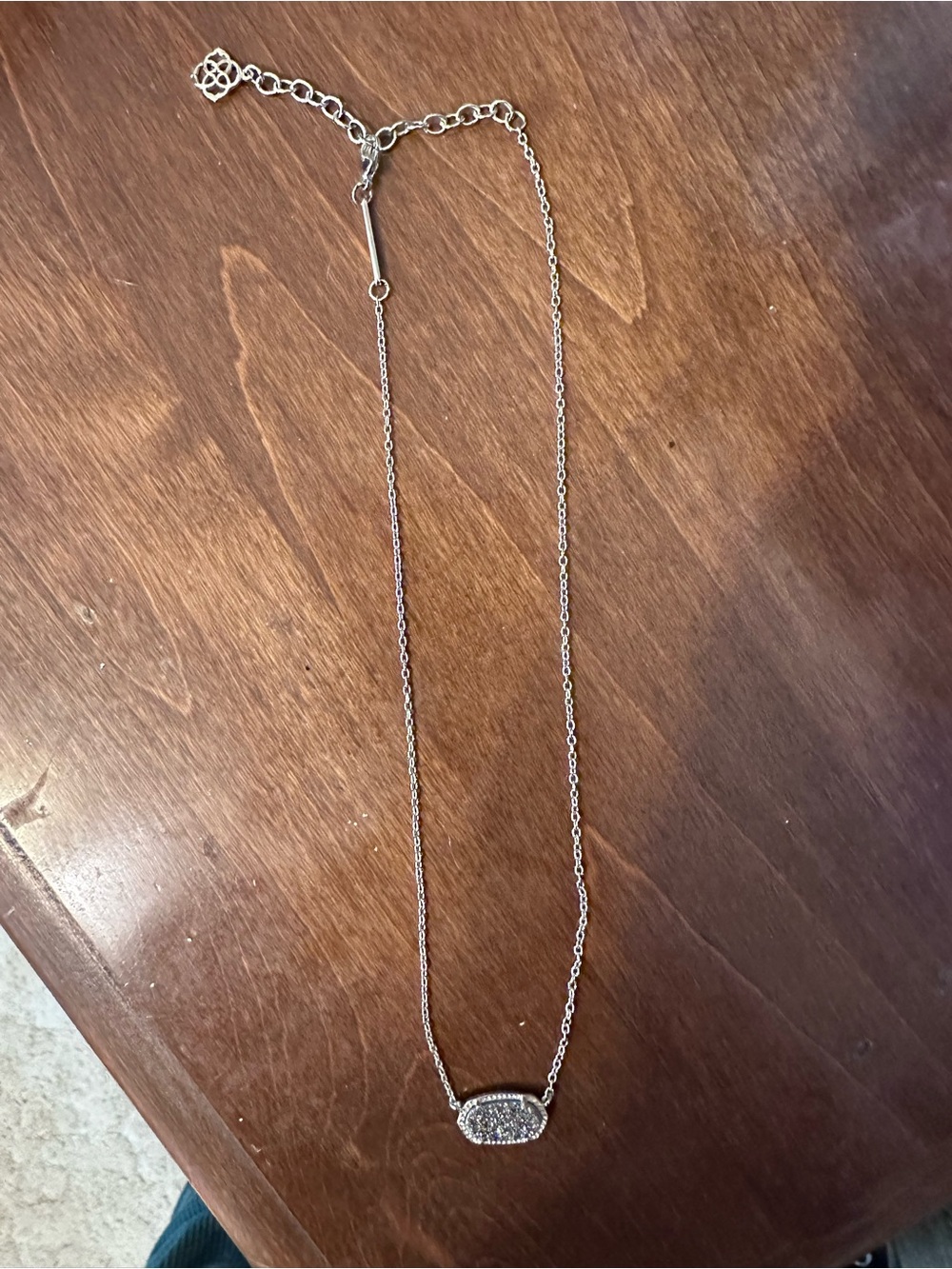Dainty Silver Crystal Pendant Necklace - Women's Jewelry
